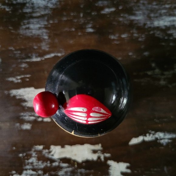 Vintage Japanese Traditional Vintage Wood Kokeshi Doll Red Dress 4.875 Inches - Picture 5 of 6